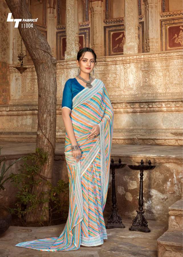 Lt Aabhushan Daily Wear Wholesale Printed Georgette Sarees Catalog
